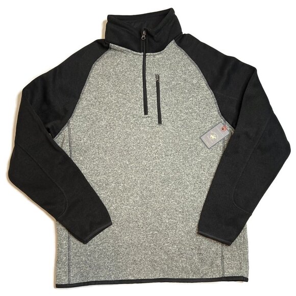 Beverly Hills Polo Club 1/4 Zip Fleece Pullover Mens Medium NWT Gray Black - Picture 1 of 8